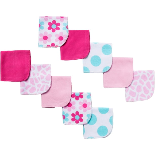 Gerber Newborn Baby Girl Terry Printed Giraffe Washcloths 10 pack