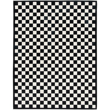 Mainstays 4'x5'6" Black and White Check Faux Fur Indoor Area Rug