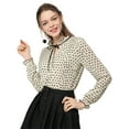 thumbnail image 2 of INSPIRE CHIC Women's Tie Ruffled Neck Blouse Long Sleeves Tops, 2 of 6