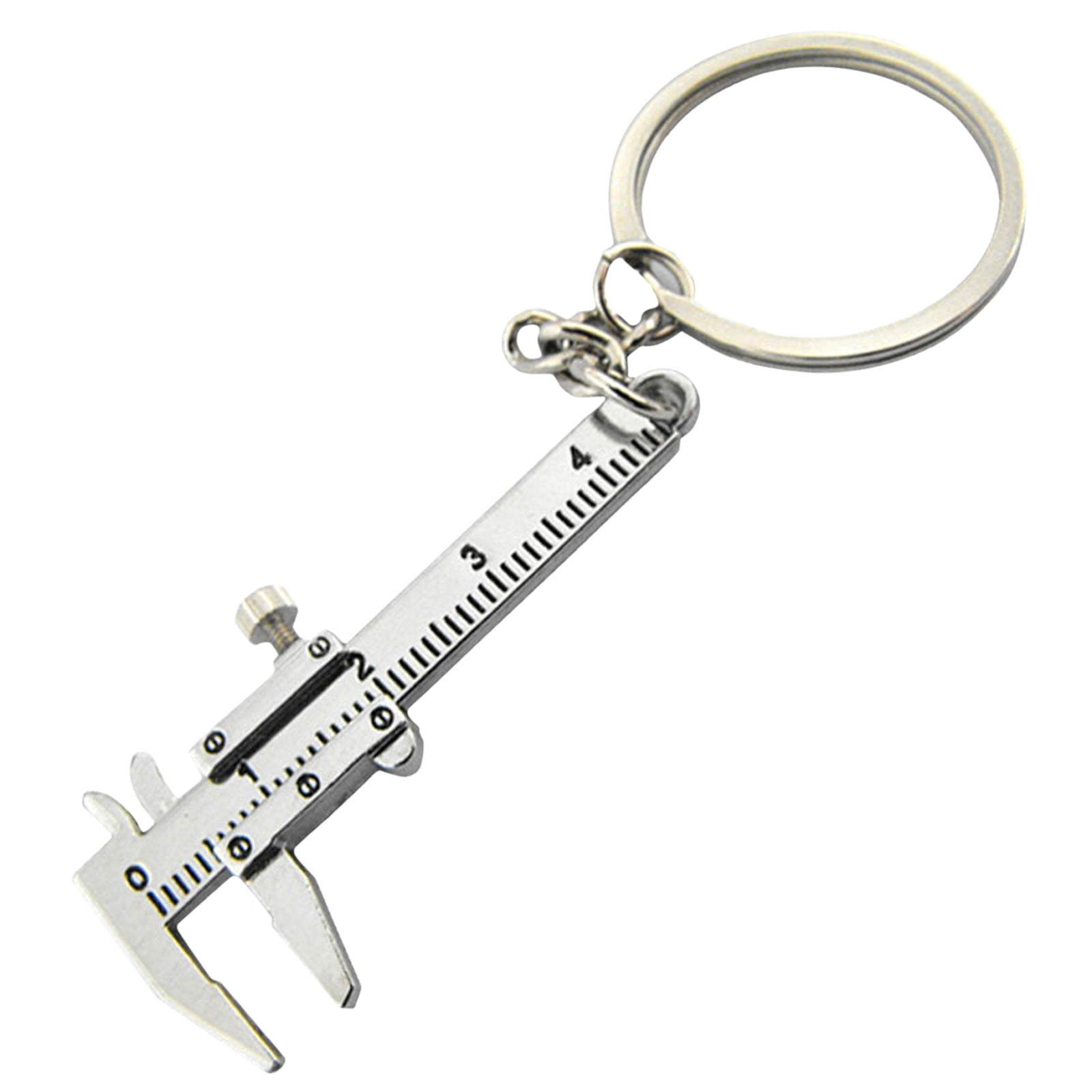 2 x New Mini Tool Vernier Caliper Movable Ruler Metal Keychain Key Ring 