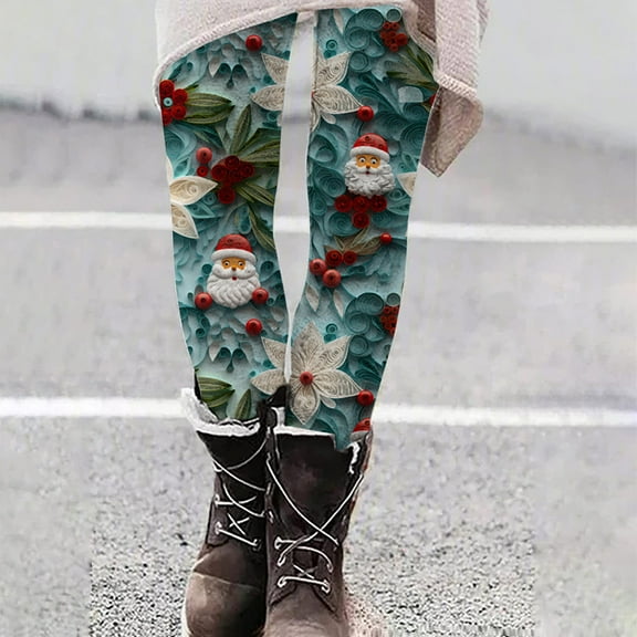 Herrnalise Womens fashion Fashion Casual Christmas Printed Tight Leggings High Waist Pants Christmas Gifts For Women