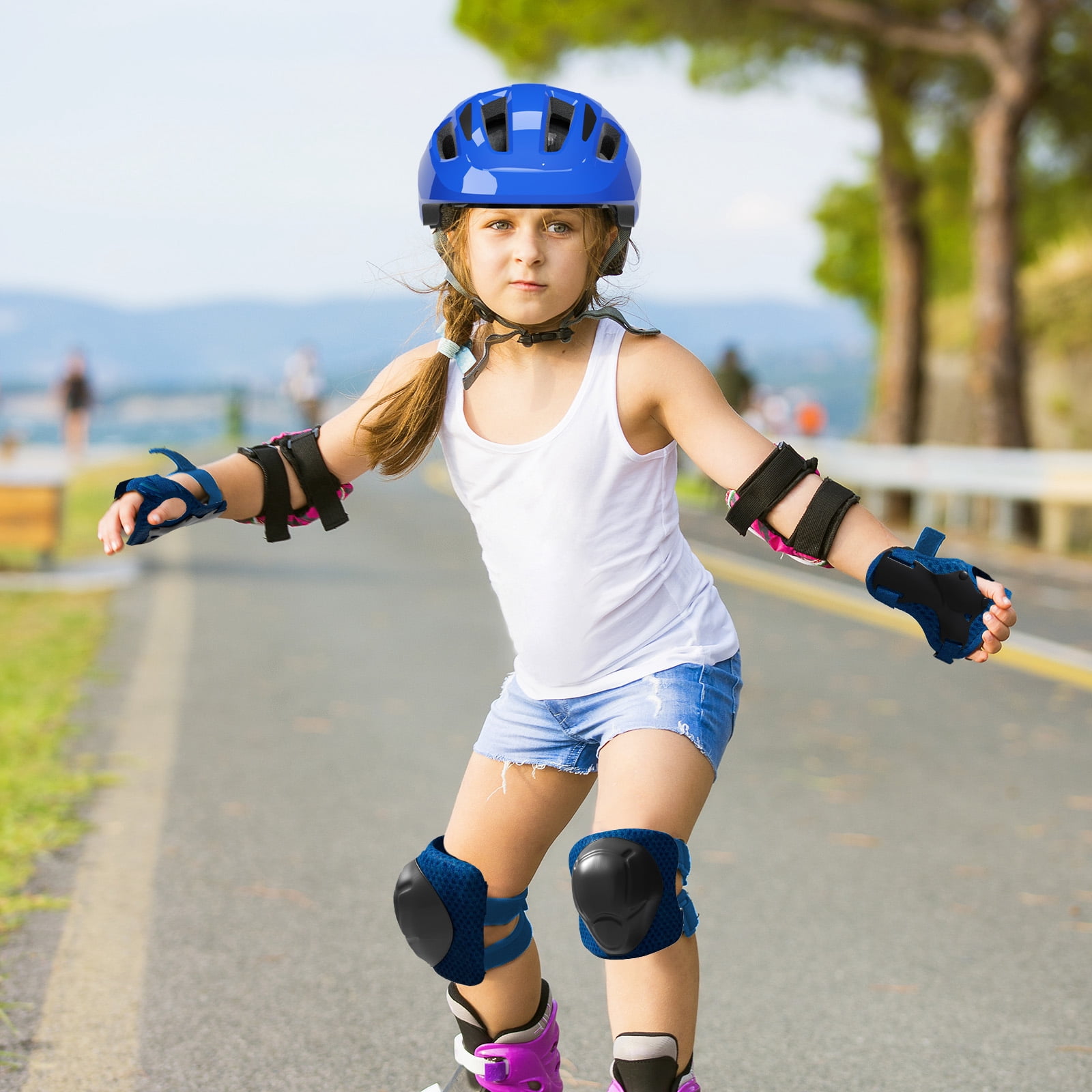 KORIMEFA Kids Bike Helmet Toddler Bicycles Helmets, Multi-Sport Protective Gear Set for 3-5-8-14 Years Boys Girls with Knee Elbow Pads Wrist Guards for Cycling,Skateboarding,Skating Scooter