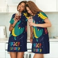 thumbnail image 4 of Naloa Dinosau Space Explorer Print Women Nightgowns,Womens Loungewear,Short Sleeve Sleepwear,Comfy Ladies Nightdress, 4 of 6