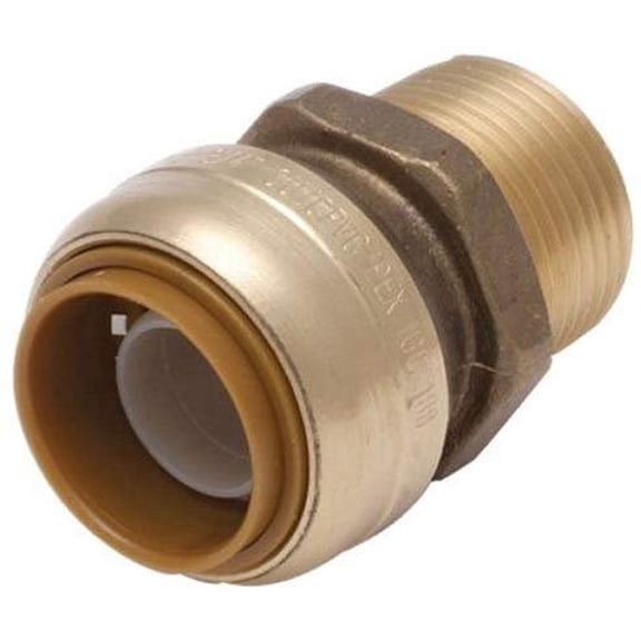 SharkBite Straight Connector Plumbing Fitting, Male - 3/4-Inch MNPT, Brass, Gold