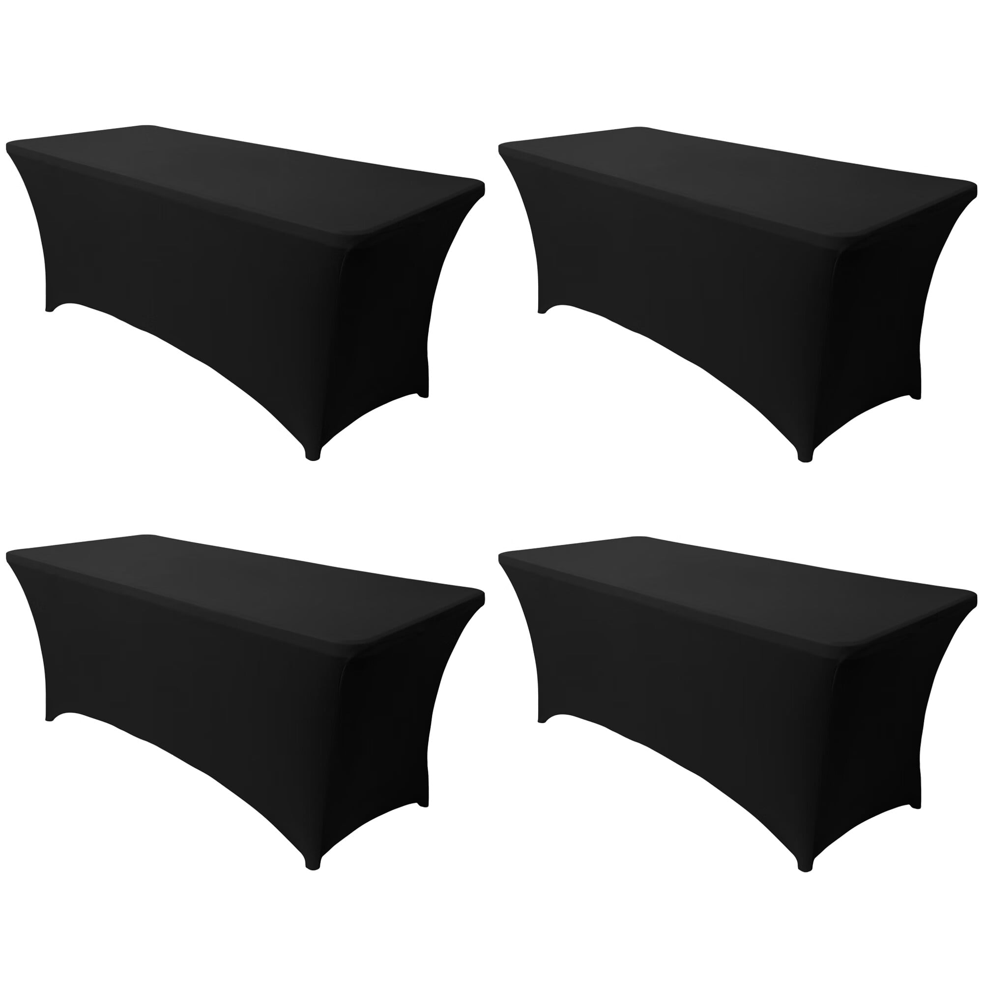 LUSHVIDA 4 Pack Kitchen Spandex Table Cover 6FT Black Fitted