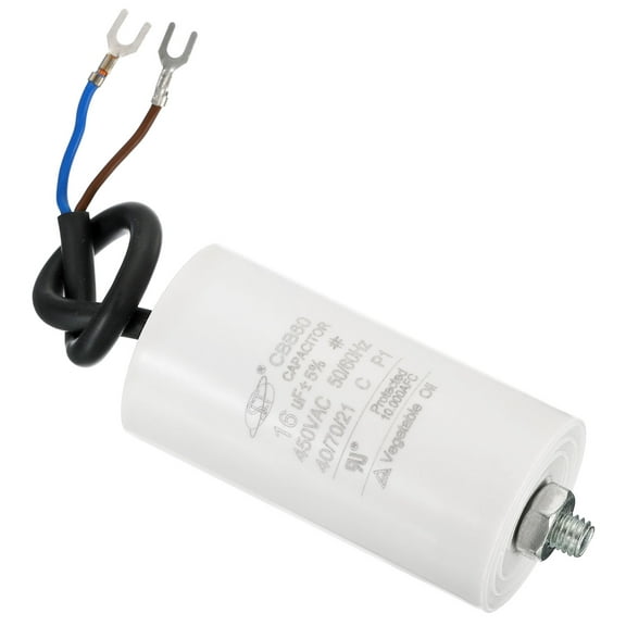 Uxcell CBB60 16uF Run Capacitor, AC450V 2 Wires 50/60Hz Cylinder with Screw 75x40mm
