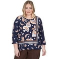 thumbnail image 1 of Alfred Dunner Womens Plus-Size Paisley Border Braid Neck Top, 1 of 6