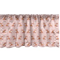 Ambesonne Dog Lover Window Valance, Little Corgis, 54" X 18", Coral Orange White
