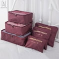 thumbnail image 3 of Gustave 6 Pack Travel Storage Bag Multi-functional Sorting Packages Luggage Travel Packing Pouches Household Portable Waterproof Organizer "Dark Red", 3 of 9