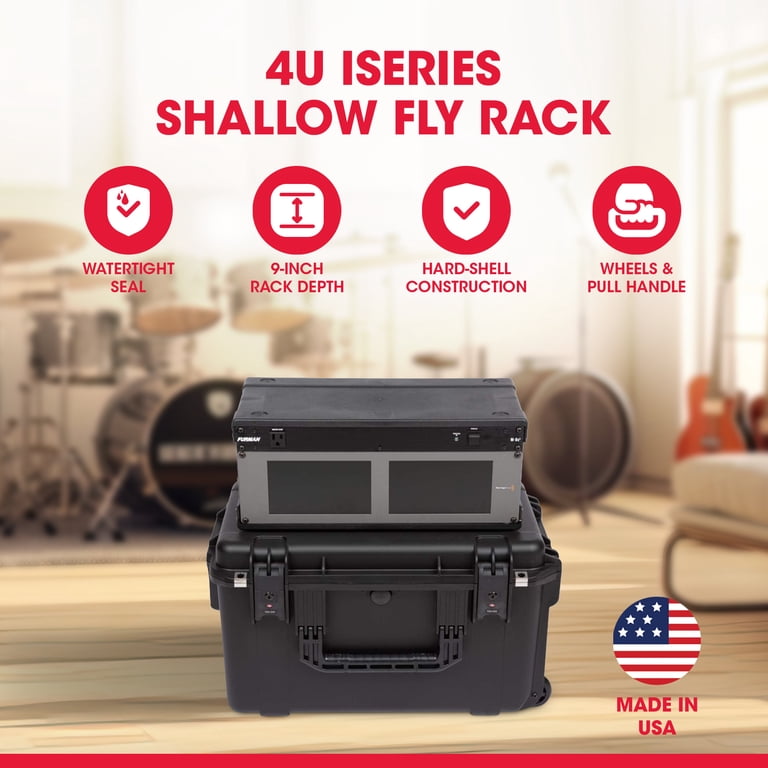 SKB iSeries 4U Shallow Fly Rack, Waterproof Polypropylene Hard