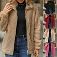 thumbnail image 5 of Lovskoo Womens Full Zip Up Fuzzy Fleece Jacket 2023 Fall Winter Stand Collar Outerwear Coat Long Sleeve Casual Teddy Coats Jacket Beige, 5 of 5