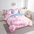 thumbnail image 3 of Manfei Chic Pet Cat 7-Piece Bedding Comforter Set,Fairy Tale Theme King Bedding Sets,Colorful Loves Flowers Bed Sheets For Girls,Microfiber Bedroom Decor Reversible, 3 of 8
