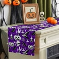 thumbnail image 5 of Table Runner Dresser Scarves 36 Inch Long,Halloween Pumpkin Ghost Face Linen Dining Table Runners Crow Hat Skull Purple White Black Tabletop Scarf for Wedding Holiday Party Kitchen, 5 of 9
