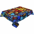 thumbnail image 2 of Blue Red Yellow Tablecloth Rectangle Table Cloth 60x102 , Waterproof Tablecloth Outdoor Table Cloth, Modern Colored Rainbow Stained Glass Washable Table Cover for Kitchen Dining Party, 2 of 8