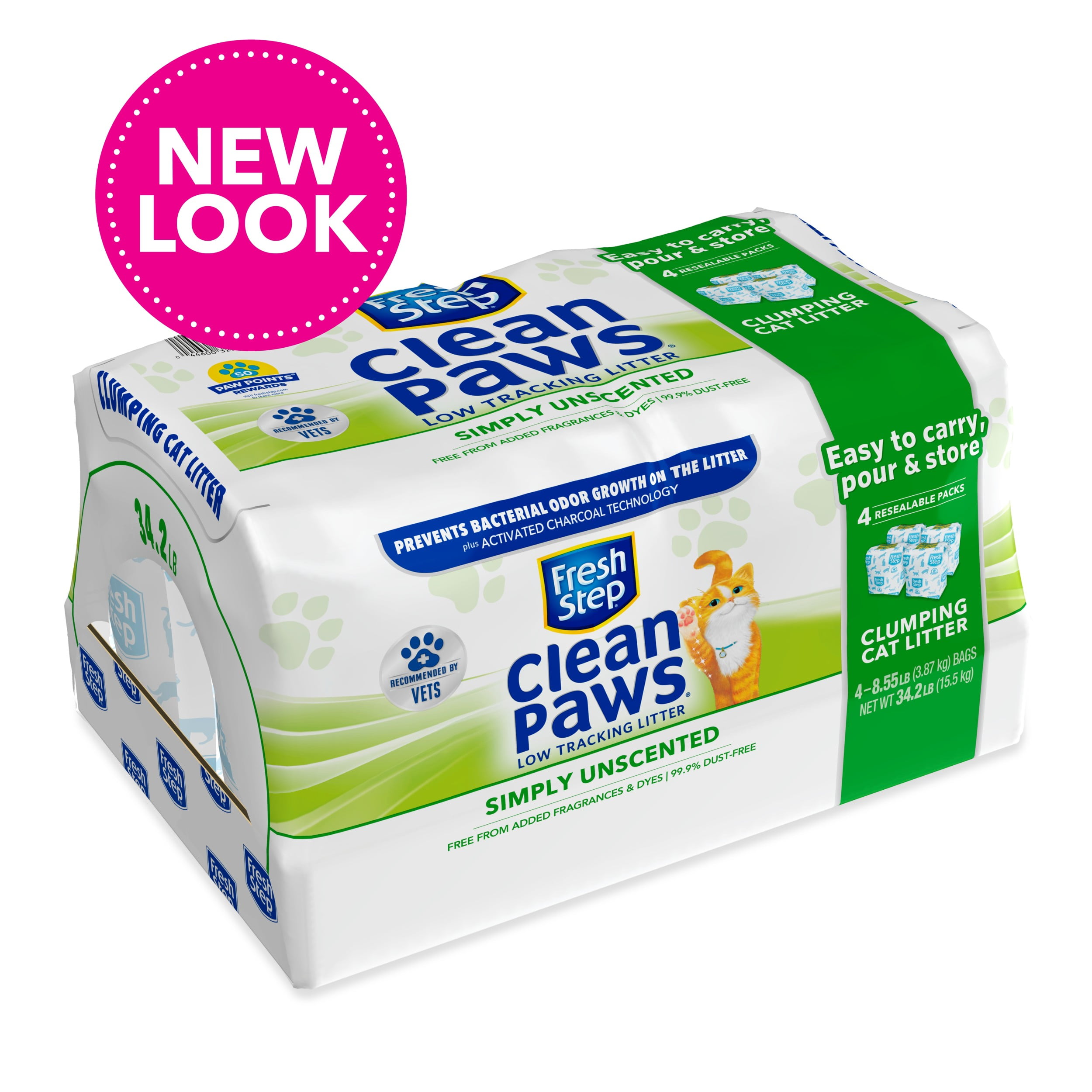 Fresh Step Clean Paws Simply Unscented Low Tracking Cat Litter