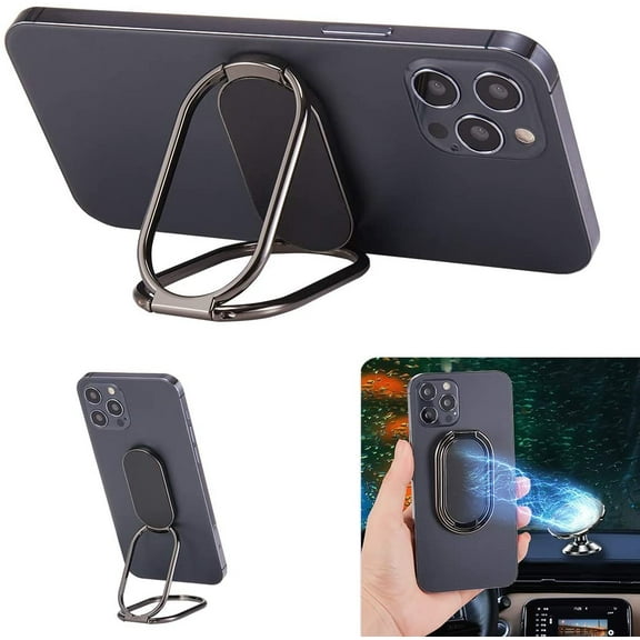 Phone Ring Holder Finger Kickstand Foldable Cellphone Stand 360° Degree Rotation Metal Ring Grip Holder for Magnetic Car Mount Compatible with iPhone 14 Samsung All Smartphone and iPad Tablet
