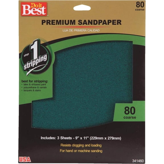 Ali Industries Premium Plus Sandpaper - 80 Grit Premium Sandpaper - 80G