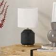 thumbnail image 3 of Evelyn&Zoe Esther 15" Tall Textured Ceramic Mini Lamp with Fabric Shade, Matte Black/Antique Brass/White, 3 of 7