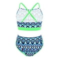 thumbnail image 4 of inlzdz Girls Tropical Print Bikini Set  Two Piece Swimsuits Summer Water Sport Swimwear Bathing Suits Triangle Green 14, 4 of 7