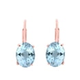 thumbnail image 2 of MauliJewels Earrings for Women 2.1 Carat 8x6MM Oval Aquamarine Leverback Earrings Carat 14K Rose Gold 4-prong, 2 of 5