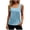 Light Blue-03, variant on Women’s Square Neck Sleeveless Tank Top, Vertical Pleated Casual Blouse, Lightweight Summer Cami