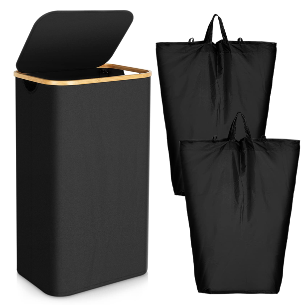 Laundry Basket with Lid and 2 Removable Liners, 110L Large Hampers for