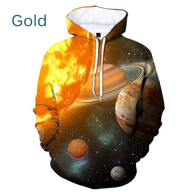 Sweat à Capuche Imprimé 3D Mode Espace, Pull Décontracté Hip Hop, Chandail à Capuchon Galaxie