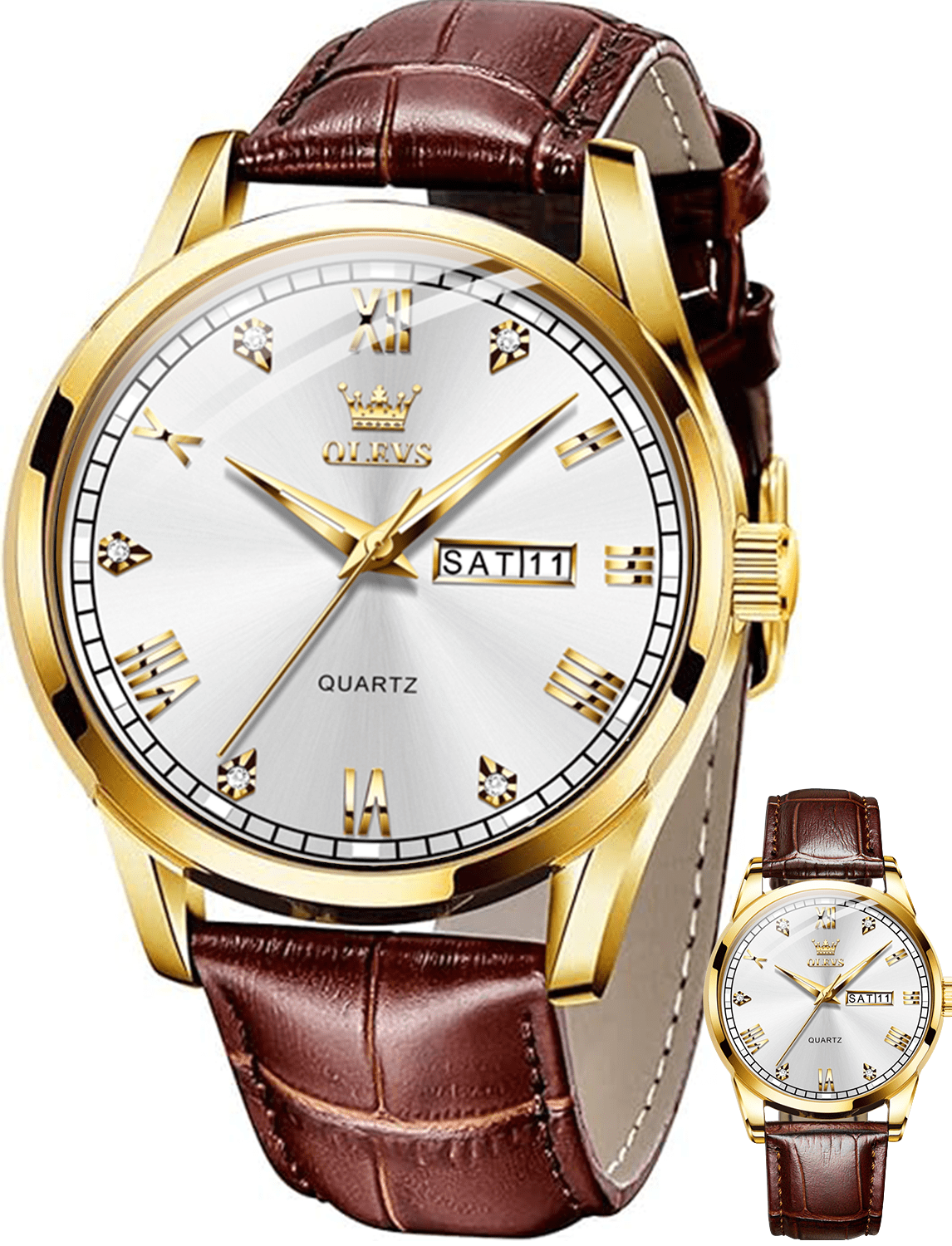 OLEVS Leather Watches For Men Big Dial Mens Watches Taiwan Ubuy - Main Image