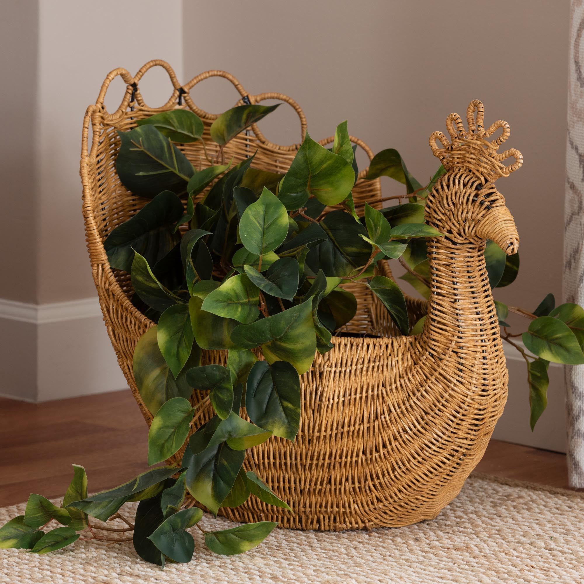 bali & pari Florabel Boho Storage Basket, Light Honey