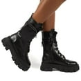 thumbnail image 3 of Women Combat Ankle Boots Chunky Platform Lace-up Zip Biker Shoes, 3 of 4