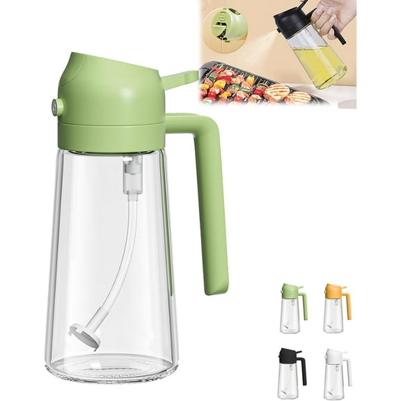2 in 1 Glass Oil Sprayer & Dispenser, 2 In 1 Oil Dispenser and Oil Sprayer, Oil Dispenser for Kitchen Spray, Oil Sprayer for Cooking, 2 in 1 Olive Oil Dispenser Bottle for Kitchen (Green)