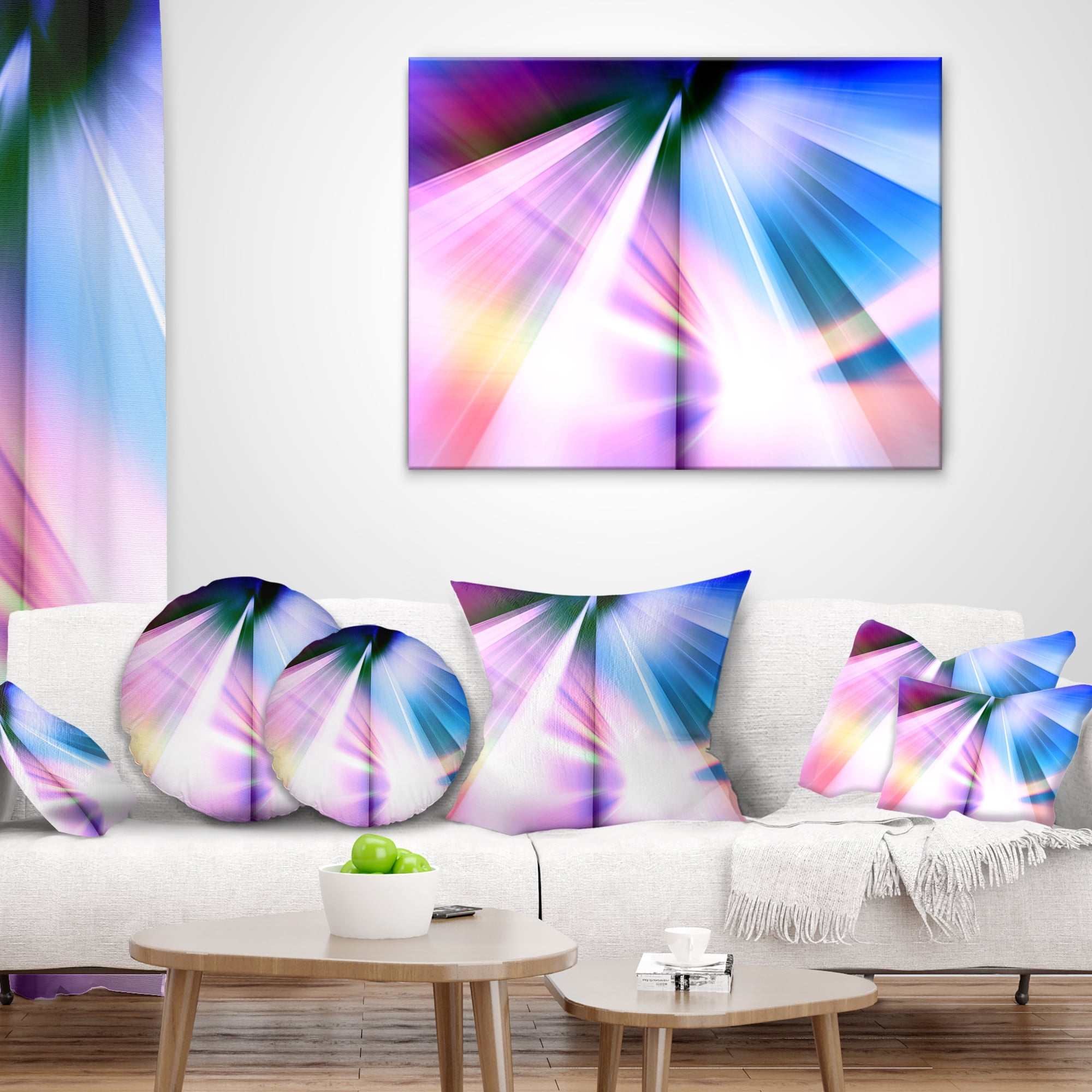 Designart Rays of Speed Blue - Abstract Throw Pillow - 12x20