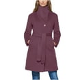 thumbnail image 3 of RRMuAzgs Women's Notch Lapel Collar Coat Solid Color Button Down Wool Coats Long Sleeve Casual Fall Winter Long Overcoat with Belt, 3 of 9