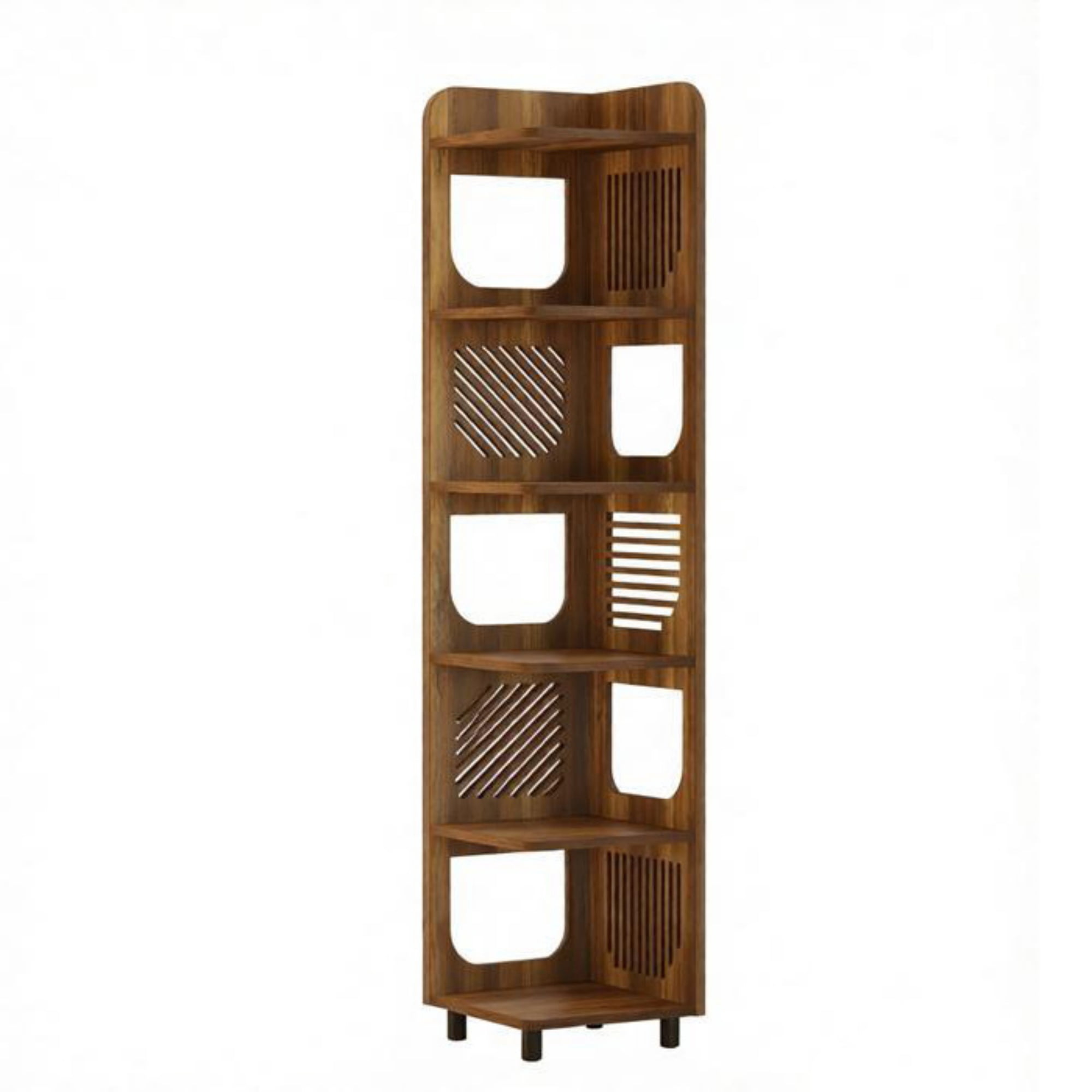 6 Tier Tall Corner Shelf for Small Spaces, Narrow Display Bookcase