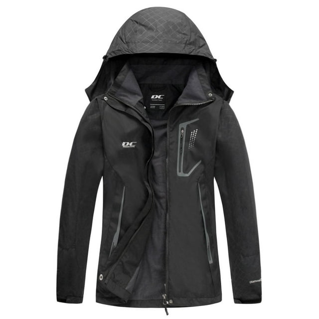 Diamond Candy Large RainCoat With Removable Hood In Black