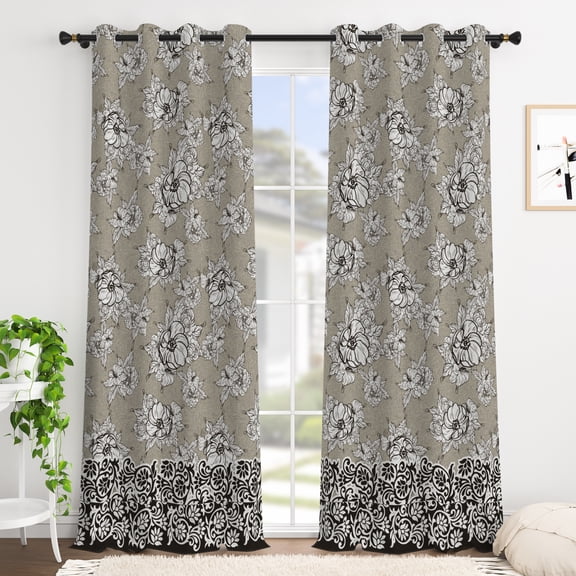 Tchckioa Vintage Boho Floral Blackout Curtains,Grommet Window Drapes for Apartment,42x63,2 Panels