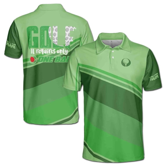 Custom Name Funny Golf Requires Only One Ball Green Men's Polo Shirt S-5XL