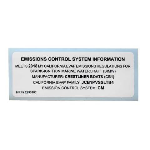 Lund Boat Emissions Control Decal 2295183 | White 4 1/4 x 1 3/4 Inch
