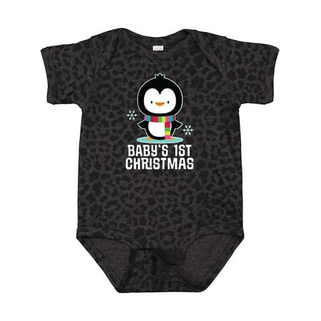 

Inktastic Babys First Christmas Penguin Boys or Girls Baby Bodysuit