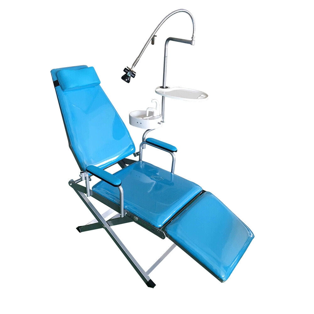 Portable Dental Folding Chair Unit LED Light Headrest Basin Tray Mobile Equip