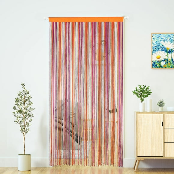 Cortina de hilo YaoYue, 100 x 200 cm, divisor de ambientes con borlas en forma de arcoíris