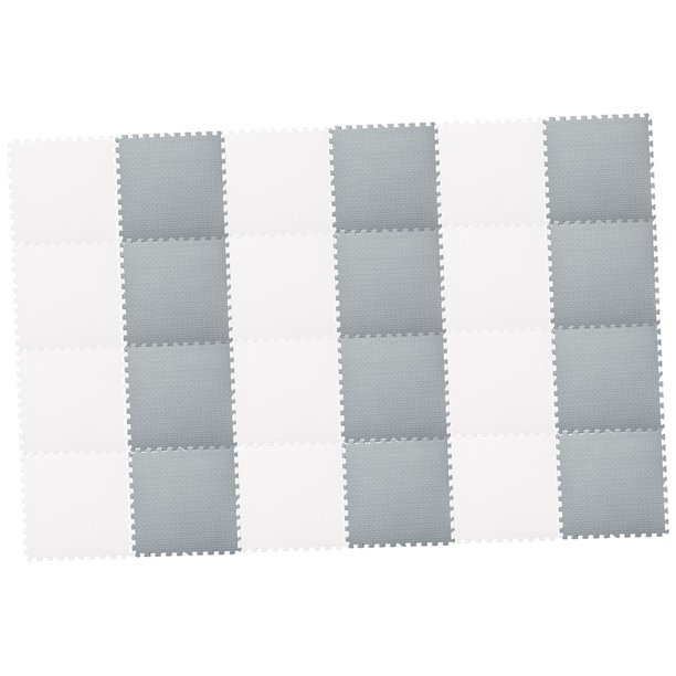 de juego de espuma Tapetes de yoga de rompecabezas de bebé de EVA de juguete para niños con bordes Fácil de cortar Blanco Gris 24Pz Zulema Alfombras de juego de espuma