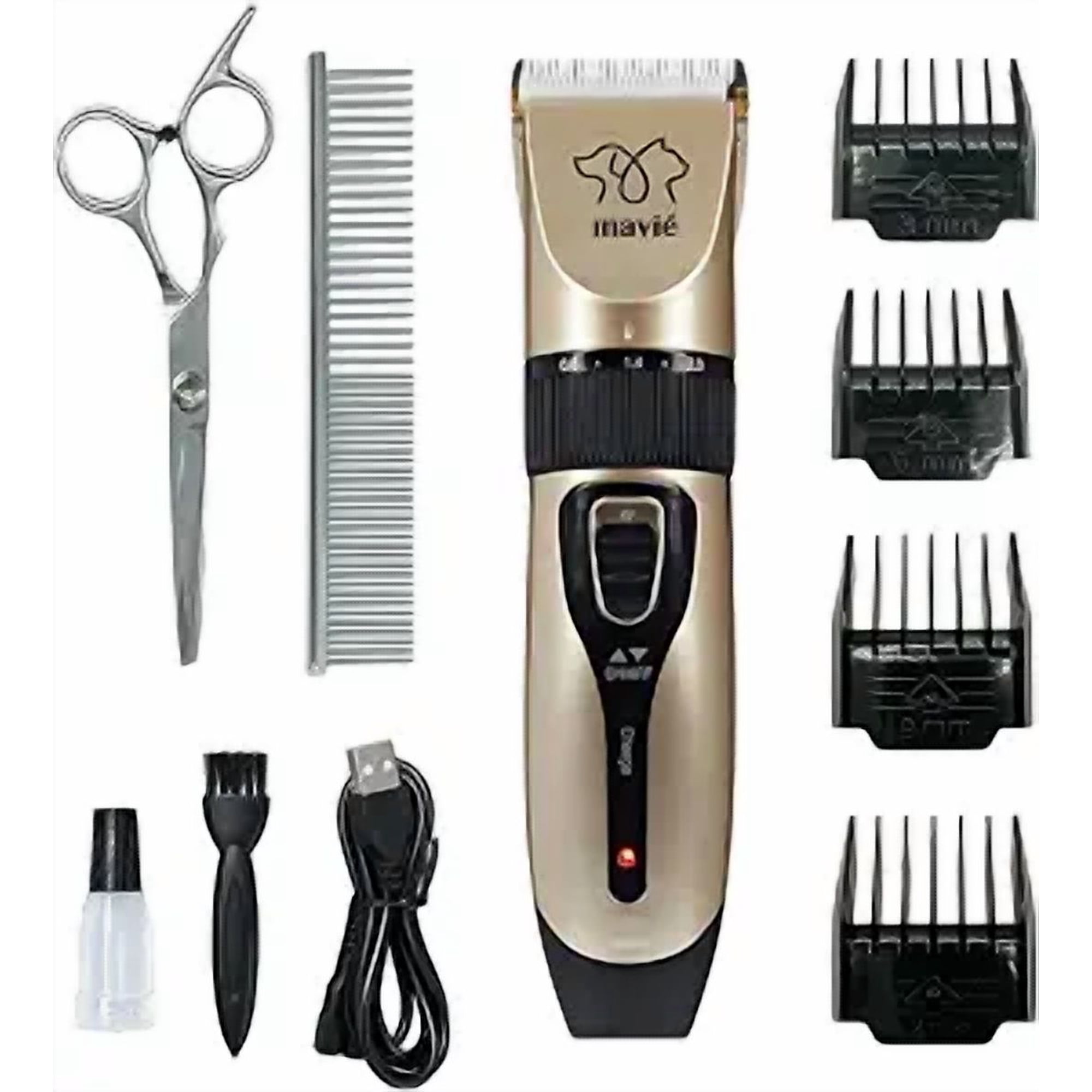 MAVIÉ Dog Clippers Low Noise Cordless Pet Grooming Kit All Furs 2-3 hrs runtime Gold