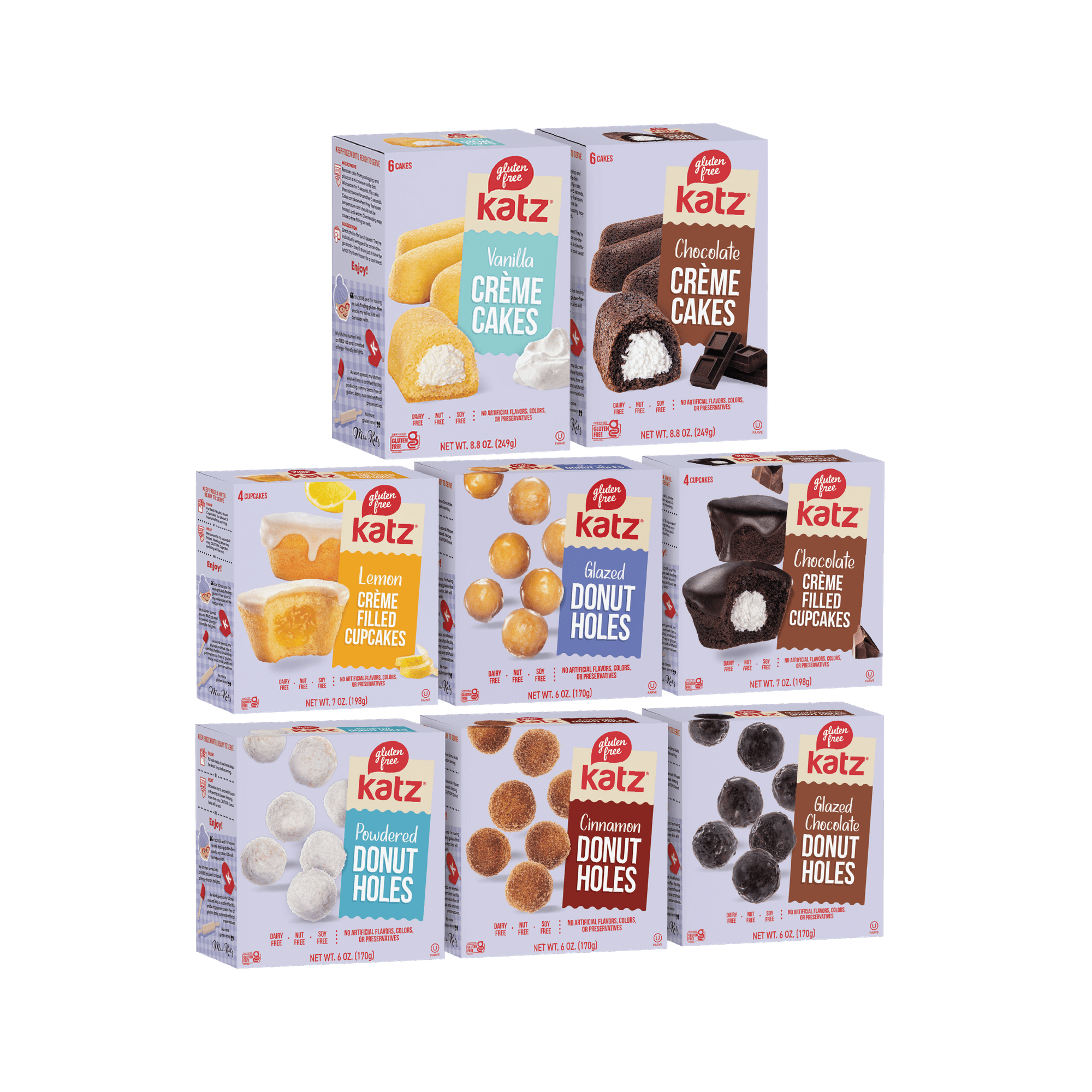 Katz Gluten-Free Creme Cakes/Donut Holes - 1 | Gluten-Free Dairy Free Nut Free Soy Free Kosher| 8 Pack