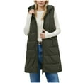 thumbnail image 5 of XUNKUSGA Long Puffer Vest Women Classic Sleeveless Quilted Jacket with Pockets Fall Fashion Zip Up Hooded Vest Outerwear Winter Warm Vest for Women S-2XL Green, 5 of 9