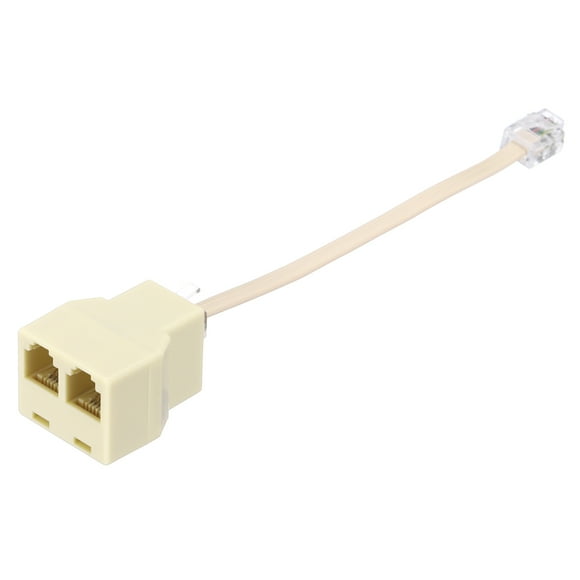 Uxcell Phone Jack Splitter RJ11 6P4C Telephone Line 2 Way Splitter Adapter for Landline 0.5ft Yellow