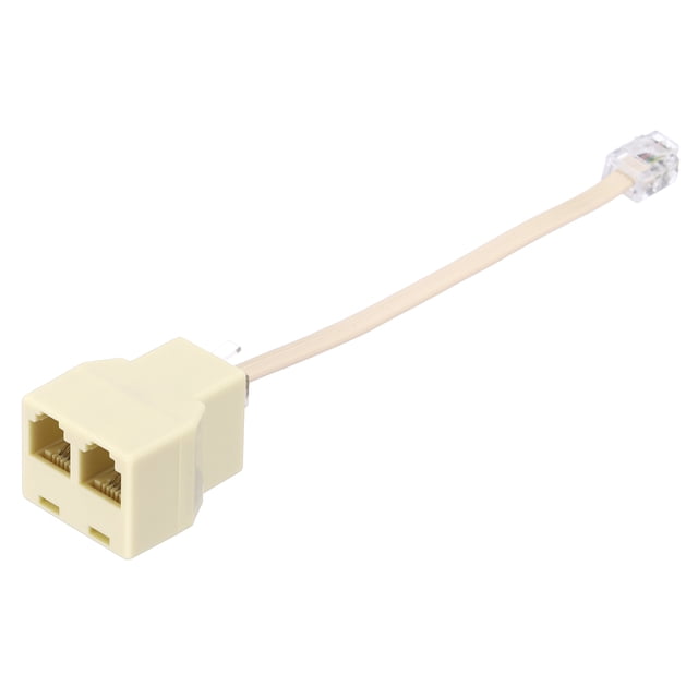 Uxcell Phone Jack Splitter RJ11 6P4C Telephone Line 2 Way Splitter Adapter for Landline 0.5ft Yellow