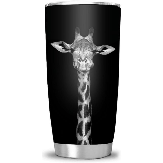 Taza de viaje con diseño de jirafa para mujer, con aislamiento térmico y tapa, 593 ml