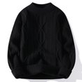 thumbnail image 2 of FYDUU Men's Crewneck Sweater Mens Crew Neck Sweater Cable Knit Pullover Top Long Sleeve Warm Sweaters Trend Casual Business Knitwear Casual Dress Sweaters, 2 of 4