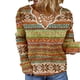 thumbnail image 2 of Blusa bordada de manga larga con cuello en V y estampado informal retro para mujer Pompotops  gfhjh11161, 2 of 7